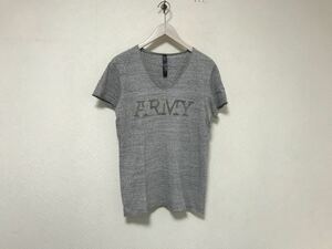 本物ダブルジェイケーWJKコットンVネックプリント半袖TシャツメンズアメカジサーフミリタリービジネススーツグレーL日本製