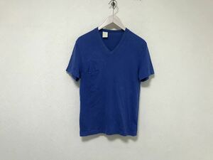 本物エヌハリウッドN.HOOLYWOODコットンVネック半袖Tシャツメンズビジネススーツ青ブルー36S日本製