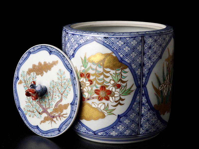 古美味】二代高野昭阿弥 色絵 五節句ノ図 水指 茶道具 保証品 9yWI