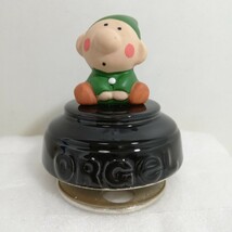 平成初期 Vintage GLORY FAMILY グローリー 回転オルゴール 陶器製 緑の小人 高さ7cm 曲目『いとしのエリー』 動作品 日本製 フィギュリン_画像1