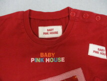 ＢＡＢＹ　ＰＩＮＫ ＨＯＵＳＥ　ベイビーピンクハウス　Ｔシャツ・ジャンパースカート　２点セット　赤　ワッペン　ＳＳサイズ　Ｓサイズ_画像3