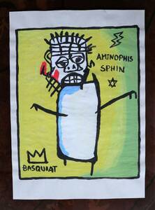 送料無料★ジャン＝ミシェル・バスキア Jean-Michel Basquiat★タイトルAMENOPHIS SPHIN★販売証明書★混合メディア画★模写