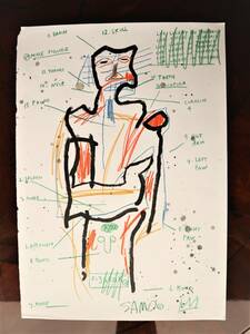 送料無料★ジャン＝ミシェル・バスキア Jean-Michel Basquiat★タイトルLUX LUCENT IN TENEBRIS★販売証明書★混合メディア画★模写