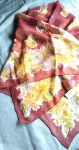 シルクスカーフ 絹 ストール ビンテージ 花柄 ナイトキャップ 枕カバー 日本製 絹 100% バラ レディースファッション スカーフ 大判 