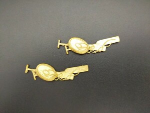 MA22　目貫　パドルの図　銅製　銀メッキ　現代作　日本刀装具