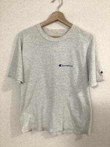 champion チャンピオン　ワンポイント ビンテージ　半袖Tシャツ　コットンTシャツ　グレー　メンズ　古着　アメリカ