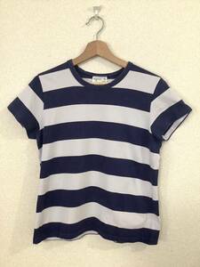 agnes b Agnes * beige short sleeves T-shirt border T-shirt lady's tops cut and sewn navy select old clothes 