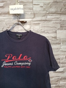 men's E958 vintage 90s PoLo JEANS Ralph Lauren ポロジーンズ ラルフローレン 半袖 Tシャツ M ネイビー