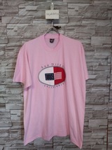 men's F50 vintage 90s USA製 FRUIT OF THE LOOM フルーツオブザルーム プリント Tシャツ XL ピンク_画像2