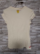 women's F150 PUMA プーマ × Ferrari フェラーリ スパンコール ロゴ 半袖 Tシャツ S クリーム色系_画像3