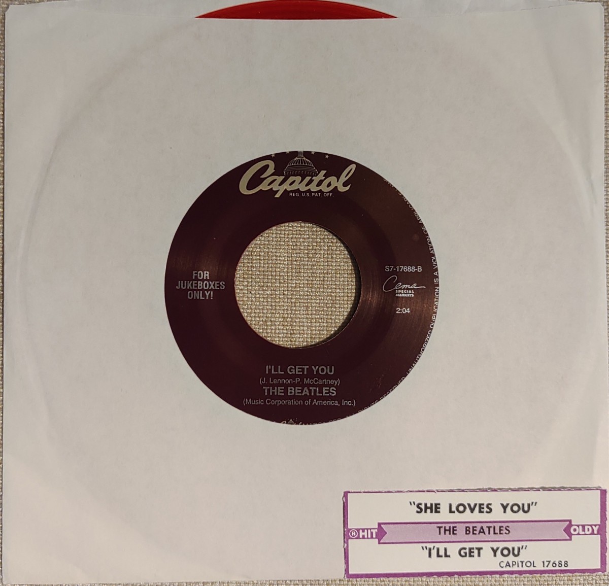 ♪カラー盤 The Beatles/She Loves You/I'll Get You/Jukebox Only