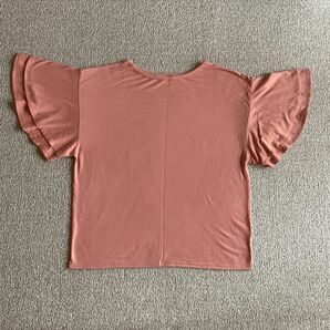 とろみ素材Tシャツ☆レーヨン混 半袖 フレア M ピンク