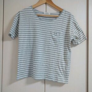 FRAMeWORK フレームワーク ボーダーTシャツ ポケT グレー