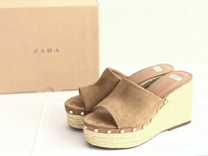 【未使用】ZARA ザラ ジュート ウェッジソール サンダル ミュールブラウン