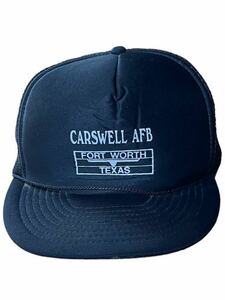 ●● vintage NISSIN CARSWELL AFB FORT WORTH TEXAS メッシュ トラッカーキャップ 黒●●
