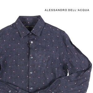 ALESSANDRO DELL'ACQUA（アレッサンドロデラクア） 長袖シャツ AD4732W ネイビー x レッド 38 【S22038】