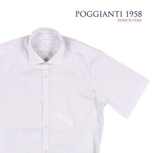 POGGIANTI 1958（ポジャンティ 1958） 半袖シャツ 8.04E+22 ホワイト x ブルー 38 22651 【S22651】