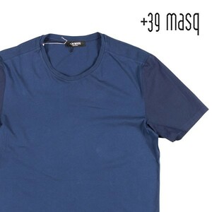 +39 masq（マスク） Uネック半袖Tシャツ T7004 ネイビー L 22770nv 【S22776】