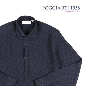 POGGIANTI 1958（ポジャンティ 1958） 長袖シャツ 9.41E+22 ネイビー 44 22694 【S22700】 / 大きいサイズ