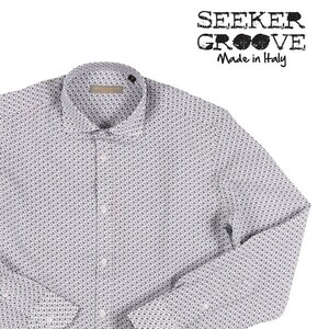 SEEKER GROOVE（シーカーグルーブ） 長袖シャツ LONG L/S ホワイト x ネイビー S 22716 【S22716】