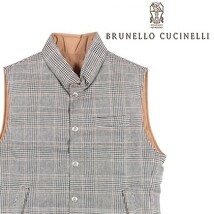 BRUNELLO CUCINELLI（ブルネロクチネリ） ダウンベスト MD4641700 ブラウン x ホワイト M 【A22256】_画像1