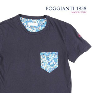 POGGIANTI 1958（ポジャンティ 1958） Uネック半袖Tシャツ 961E20-03 ネイビー XL 22993 【S22996】