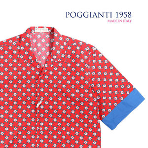 POGGIANTI 1958（ポジャンティ 1958） 半袖シャツ vicchio レッド x マルチカラー 41 【S23949】