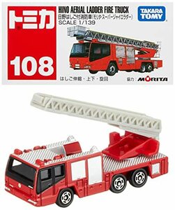 タカラトミー『 トミカ No.108 日野 はしご付消防車 (箱) 』 ミニカー 車 おもちゃ 3歳以上 箱入り 玩具安全基準合格 STマーク認証