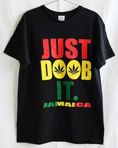 即決【ヴィンテージ / DELTA】JUST DOOB IT. JAMAICA ラスタ プリントTシャツ/M/ブラック/ストリート/レゲエ/DUB/ガンジャ/レア(p-237-2b)