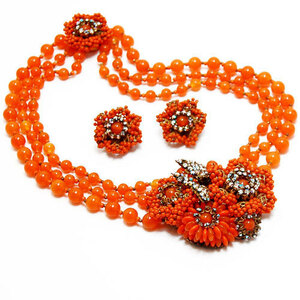 Оранжевое ожерелье Мириам Хаскелл / Серьга Мириам Хаскель