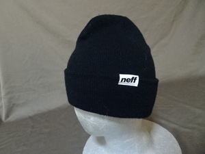 激レア USA購入 人気ストリート系アメカジブランド ネフ【NEFF】 【FRESH】 ロゴ刺繍入り ニットキャップ 黒 中古良品