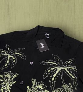 STUSSY ステューシー Palm Tree パームツリー　ヤシの木　レーヨン　オープンカラー　アロハシャツ★Sサイズ★