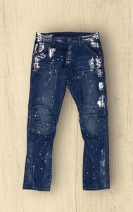 G-STAR RAW DENIM ジースターロウ 5620 3D SKINNY ストレッチ　ペンキ加工　バイカー　デニムパンツ★31サイズ★