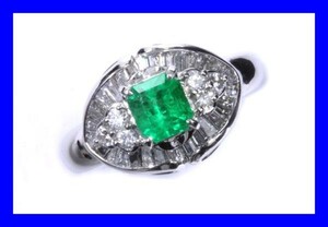 ●新品同様エメラルド0.47ct ダイヤ リング プラチナPt 指輪 8号