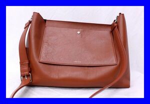 * genuine article theory theory beautiful goods diagonal .. shoulder bag shoulder .. one shoulder bag tote bag 2WAY tea color Brown leather leather Z1646