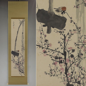Art hand Auction [Auténtico] Shimomura Tameyama [Spring Clear] ◆Libro de papel◆Viene con caja◆Pergamino colgante t03139, Cuadro, pintura japonesa, Flores y pájaros, Fauna silvestre