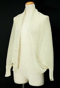  beautiful goods MOGA/ Moga do Le Mans sleeve feather woven lame knitted cardigan ivory 2 aj763