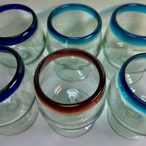 メキシコ産グラスカップ 6グラス(赤・青色)H＝約10.5cm W＝約6.5cmメキシコで、購入しましたの画像3