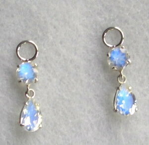  platinum hoop earrings for royal blue moonstone. charm 