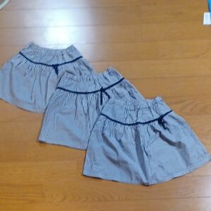 スカート　130から150の3枚セット　3姉妹の夏のお出掛けに