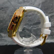 最高級CZダイヤ　Apple Watch カバー　44mm 45mm　ゴールデンコンセプト好きに　ステンレスケース　GOLD×CZダイヤ　ホワイト_画像5