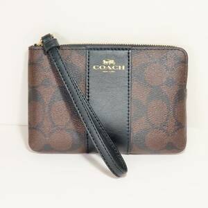 美品 COACH コーチ 財布として使える ポーチ PVCレザー ブラウン