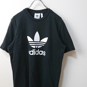 adidas アディダス トレフォイルロゴ プリントTシャツ 半袖 ブラック 黒 sizeM 美品