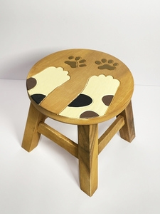 新品 木製 スツール キャットハンド ラウンドスツール 椅子 イス ミニ チェア 花台 サイドテーブル 飾り台 置物 飾り