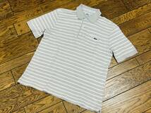 A2529 ラコステ LACOSTE◆半袖 ポロシャツ メンズ3 グレーボーダー 鹿の子生地_画像1