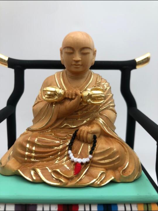 極美品真言宗木彫仏像仏教美術精密細工弘法大師像置物  雅虎