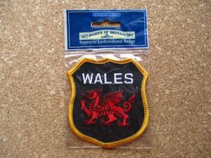 ウェールズ Wales ビンテージ フェルト ワッペン/グレートブリテン北アイルランド連合王国イギリス赤い竜アイリッシュ紋章エンブレム D11