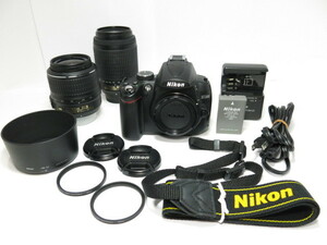 【 7667ショット 】カメラ Nikon 5000 AF-S DX18-55mm AF-SDX55-200mm 純正Wズームセット フィルター付 ニコン [管NI803]