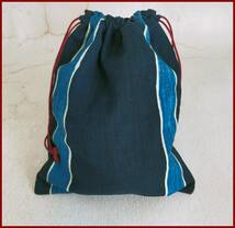 【送料無料】藍染 巾着 ハンドメイド 小物入れ 収納 ポーチ 和物 和柄 青 藍 ブルー 収納袋 旅行_画像1
