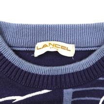 LANCEL ニットセーター L ネイビー アクリル キャラクター刺繍 90年代 日本製_画像4